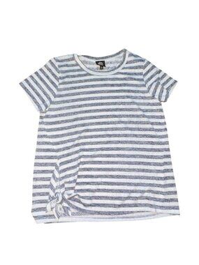 Bobeau Knit Striped Top W/ A Side Knot Detail-Gray/White-Size L-GUC